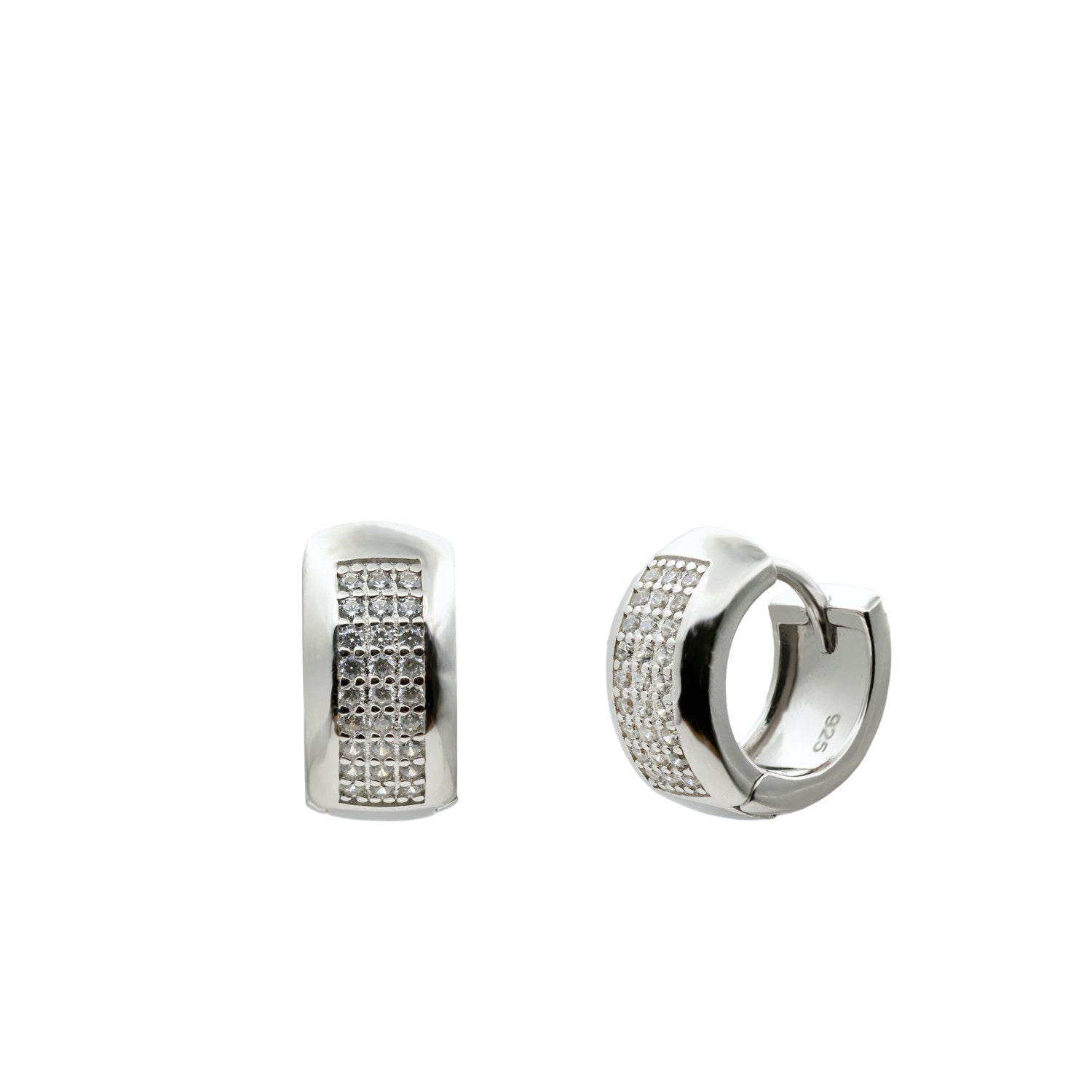 large boucle créole avec bande rectangulaire enzircon