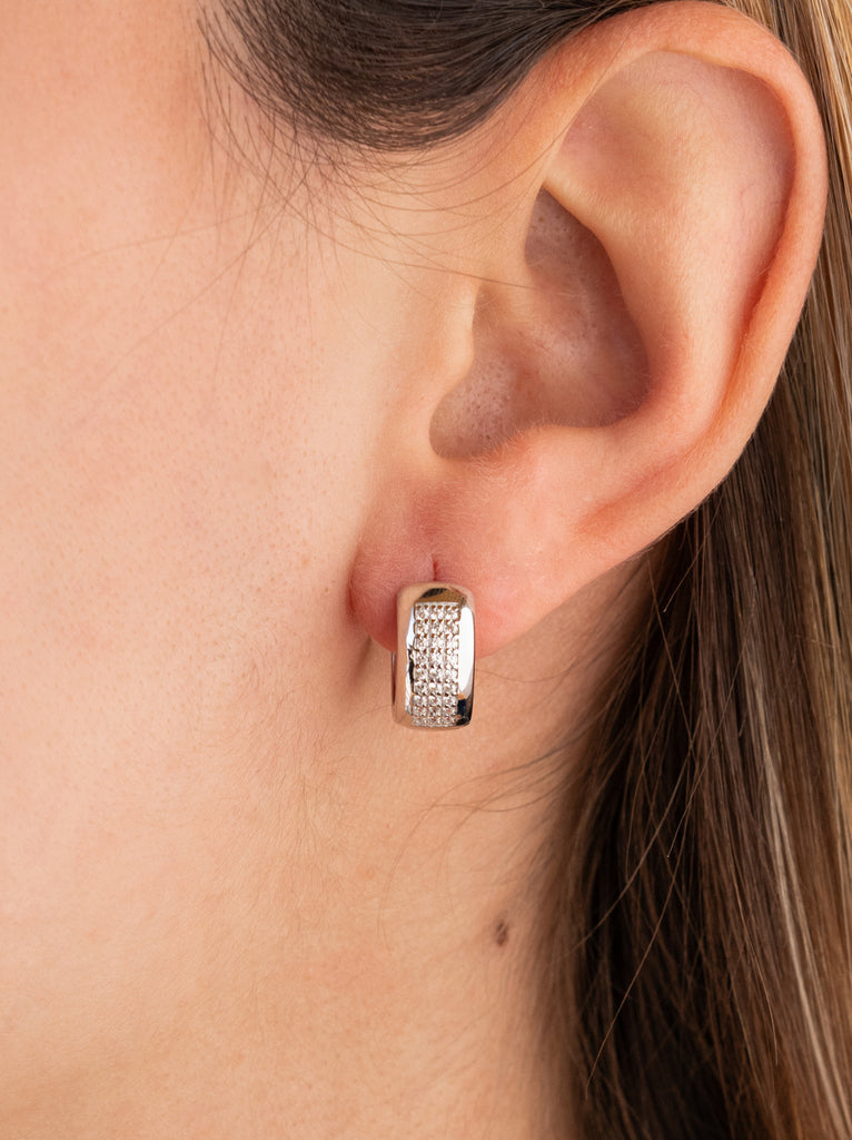 large boucle créole avec bande rectangulaire enzircon