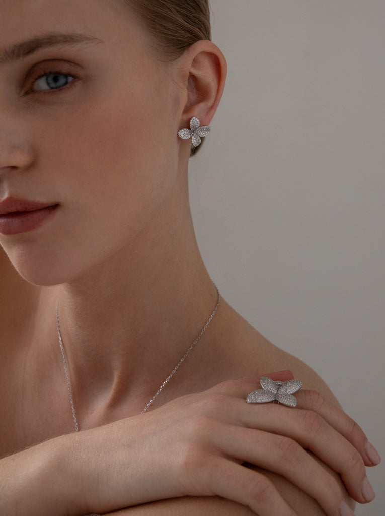 Anillos de diseño con forma de flor xxl abierto