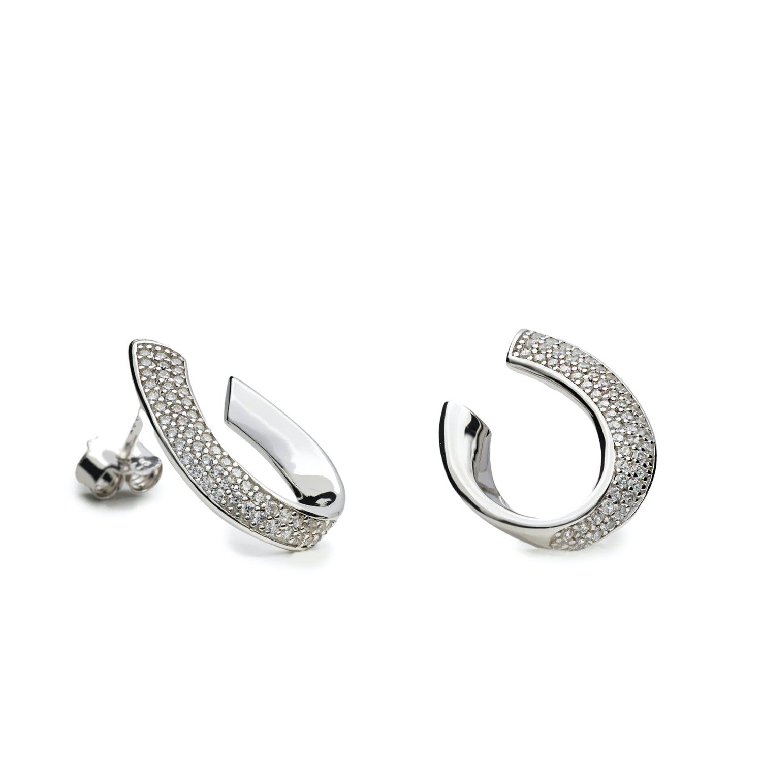 Pendientes brillantes con forma de aro abierto