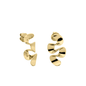 Pendientes originales diseño fluido y ondulado dorado