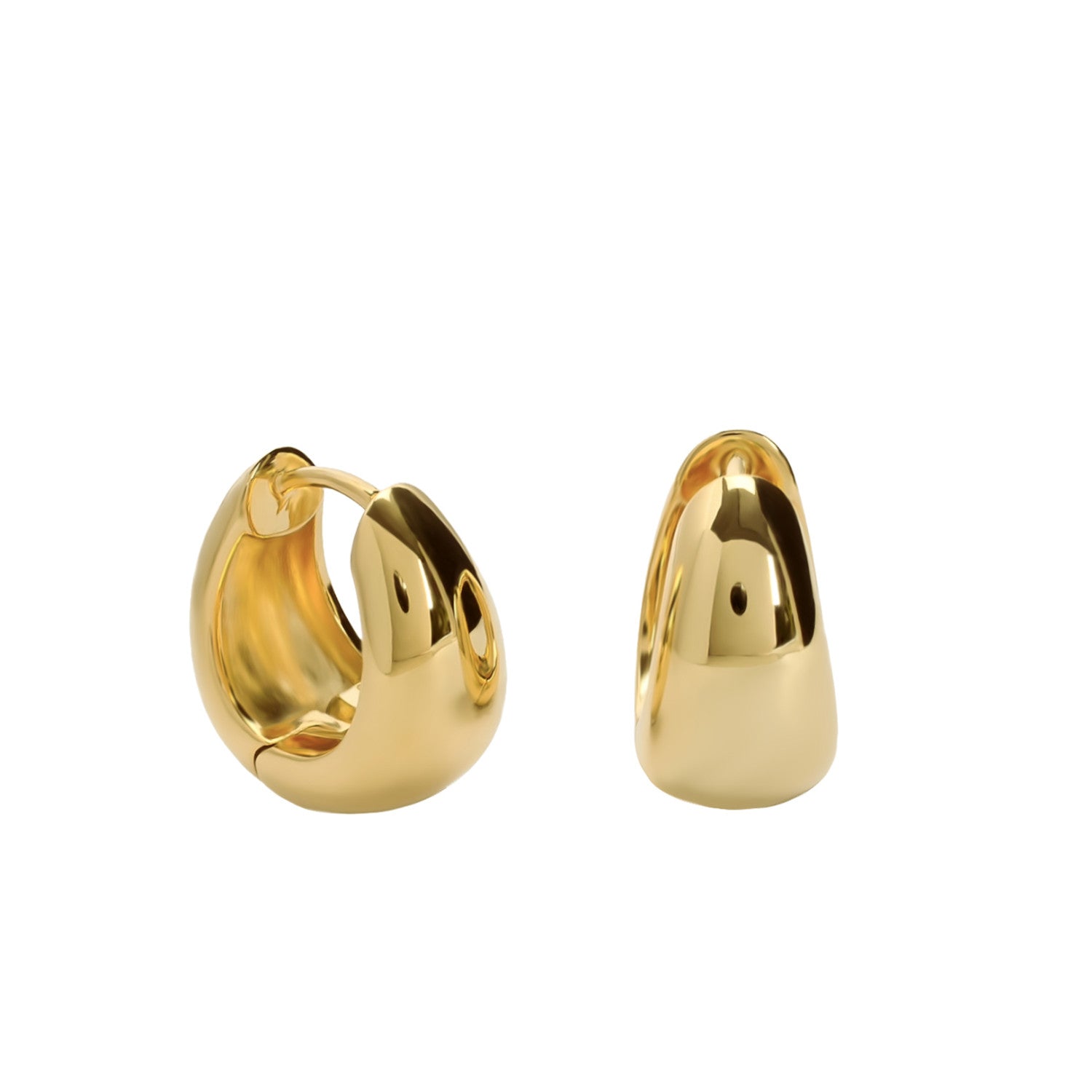 Pendientes de aro de plata bañada en oro con diseño contemporáneo