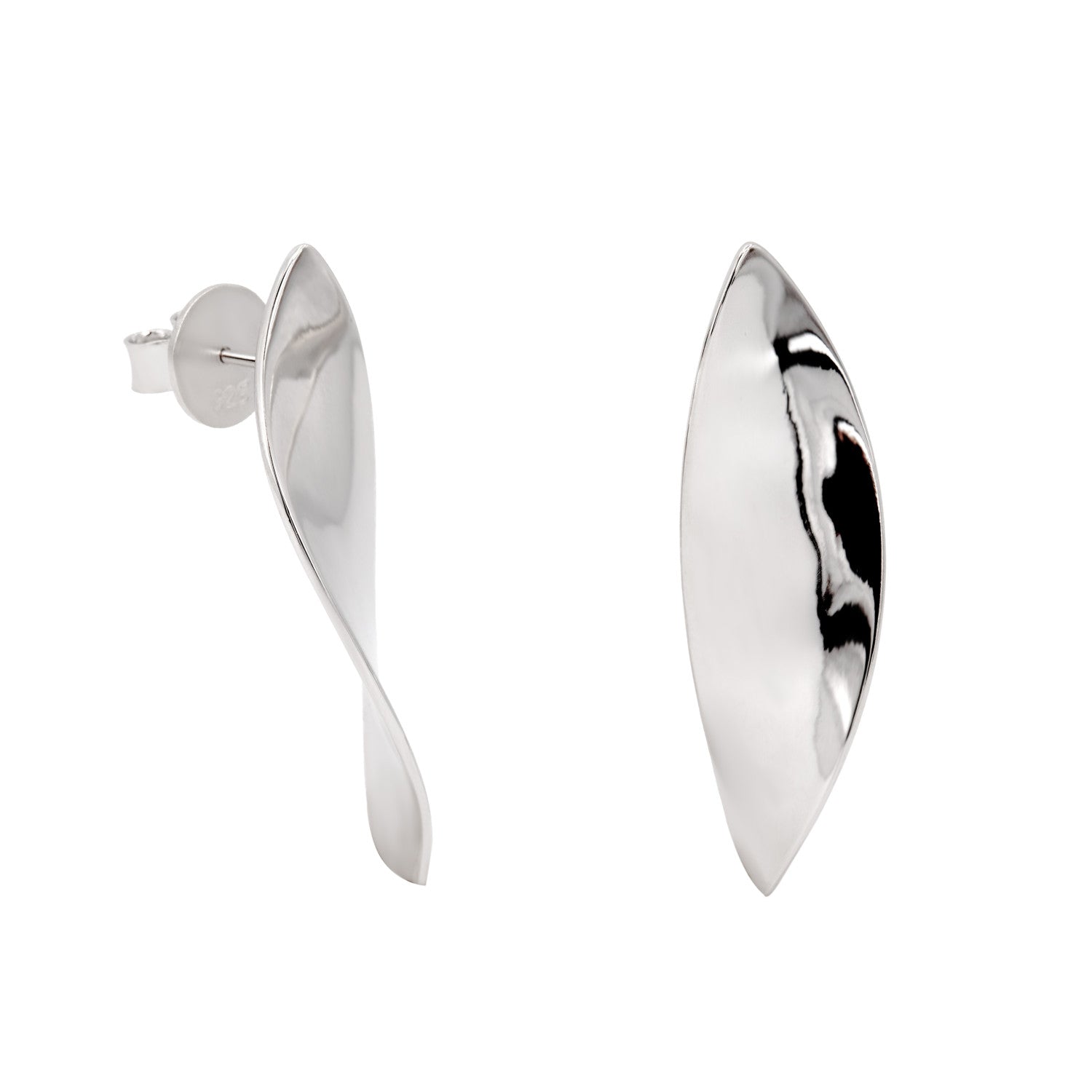 Boucles d'oreilles originaux de argent design incurvé