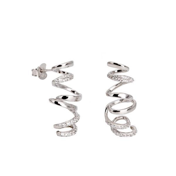 Pendientes largos de plata enredados con circonita