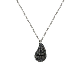 Collar original de plata en forma de gota mini con circonita negra