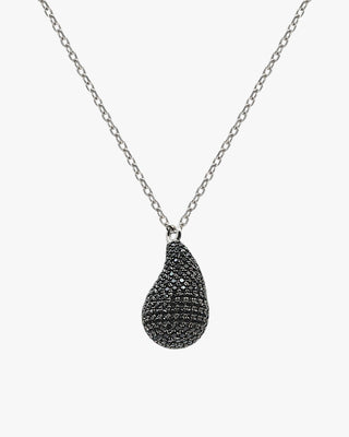 Collier original en argent en forme de mini larme avec zircone cubique noire