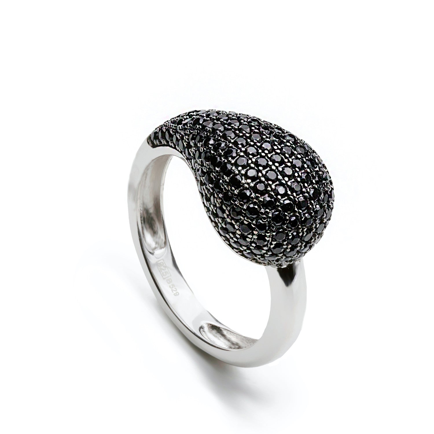 bague de argent en form de gota mini avec zircon black