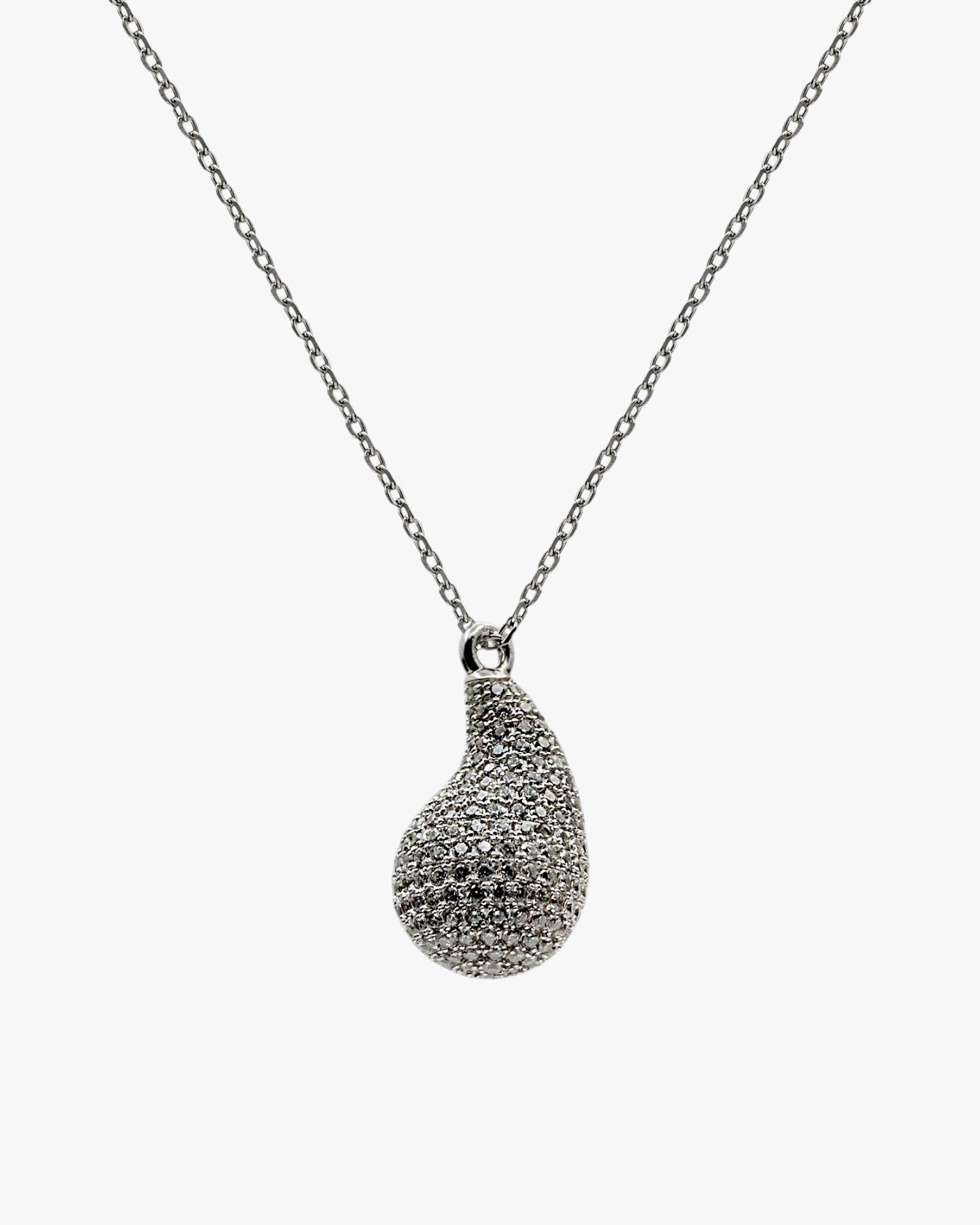 Collar original de plata en forma de gota mini con circonita