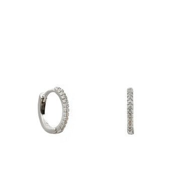 Pendientes de aro mini de plata con circonitas