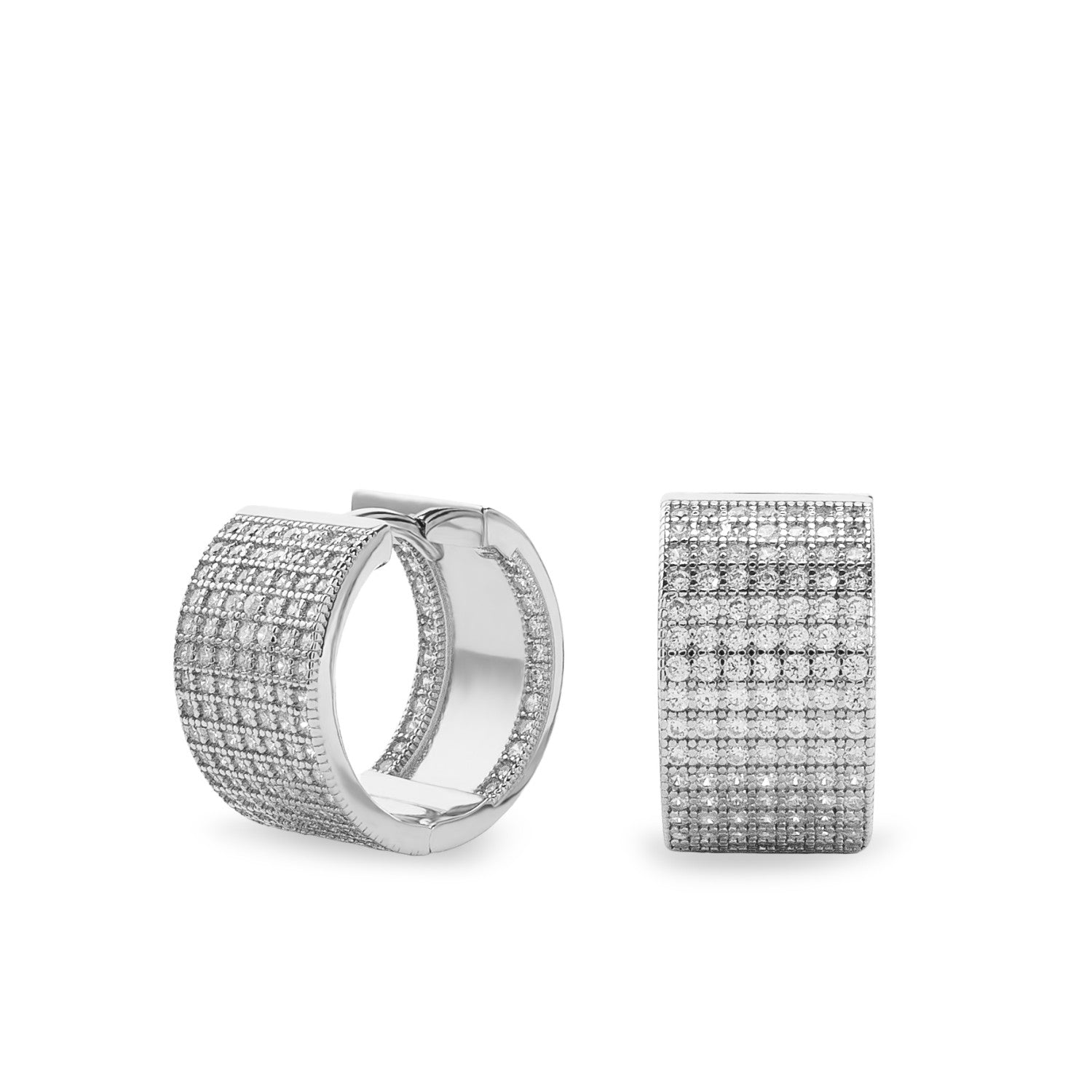 earrings hoop wide with zirconias set medium size