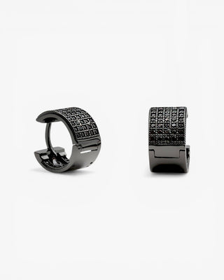 Pendientes aro con circonitas negras en pavé