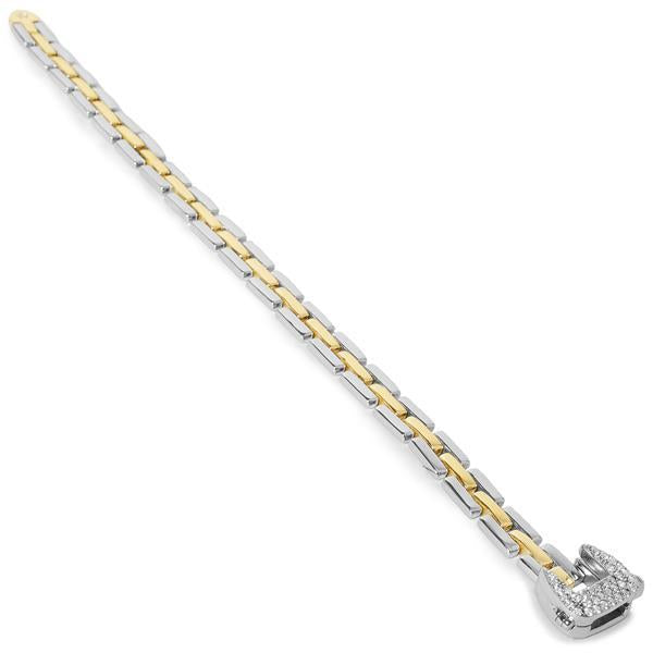 Pulsera bicolor con circonitas y diseño tipo hebilla