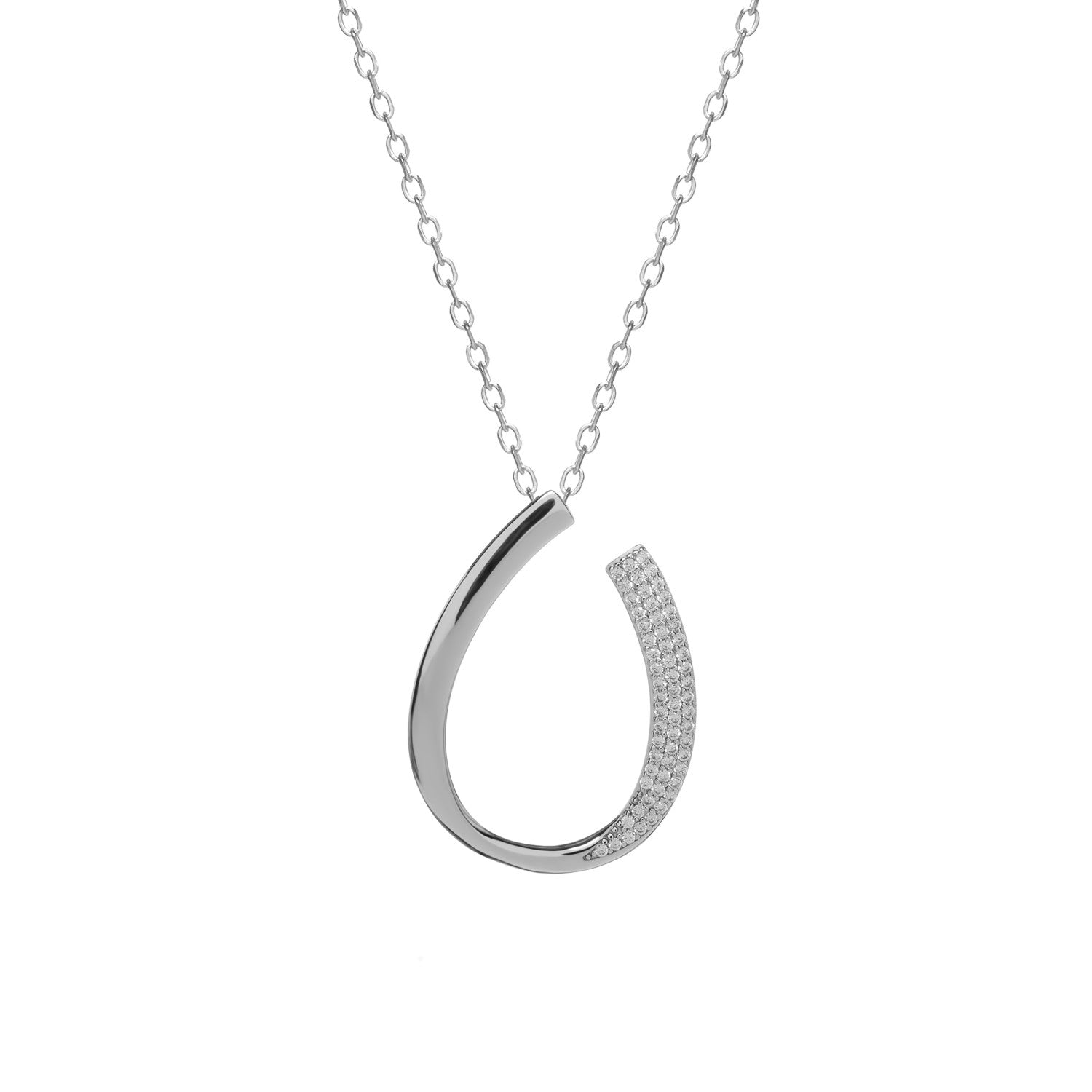 Collar de plata diseño aro abierto con circonitas