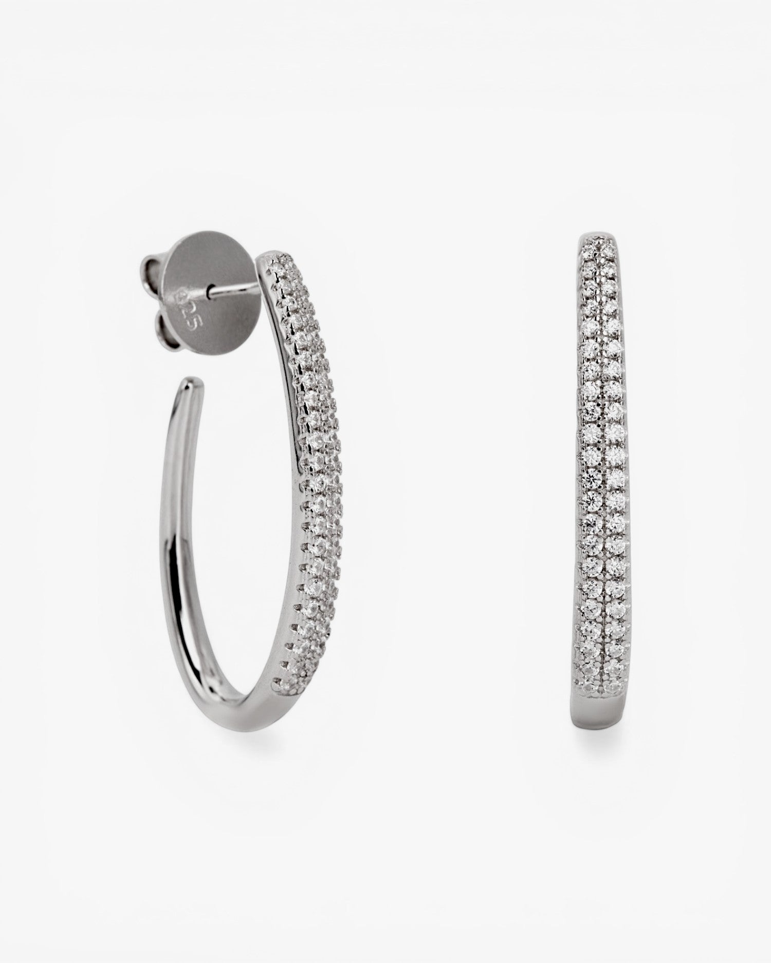 Pendientes de aro con circonitas forma oval