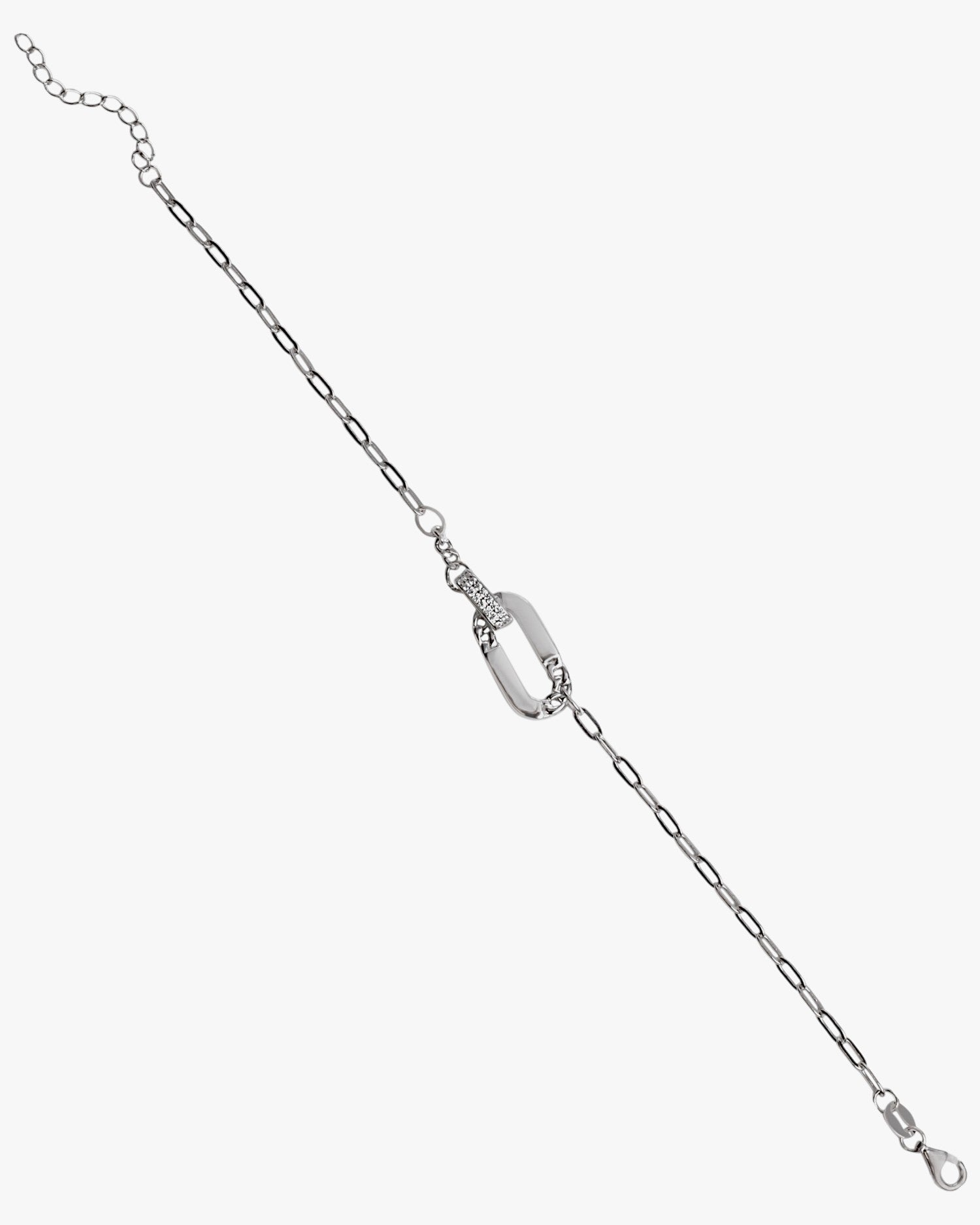 Pulsera eslabones de plata pieza central con circonita
