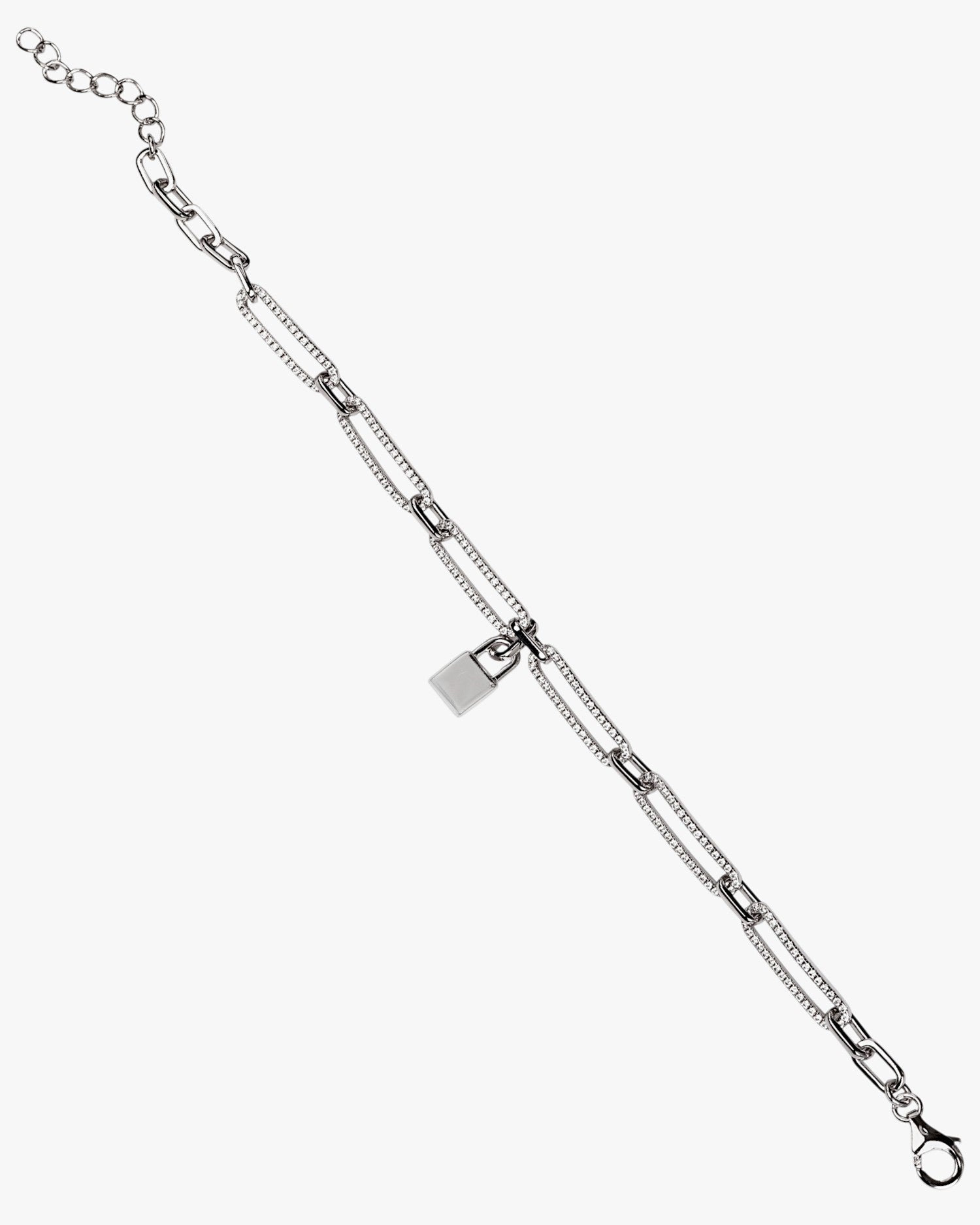 Pulsera de plata con circonitas motivo candado