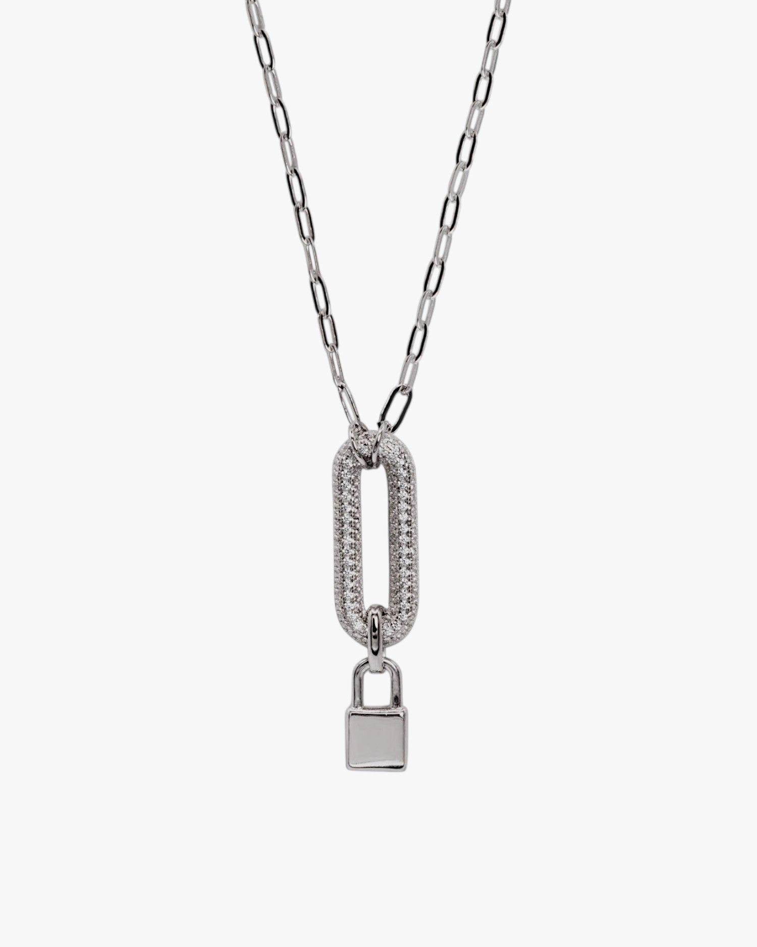 Collar de plata con circonitas motivo candado