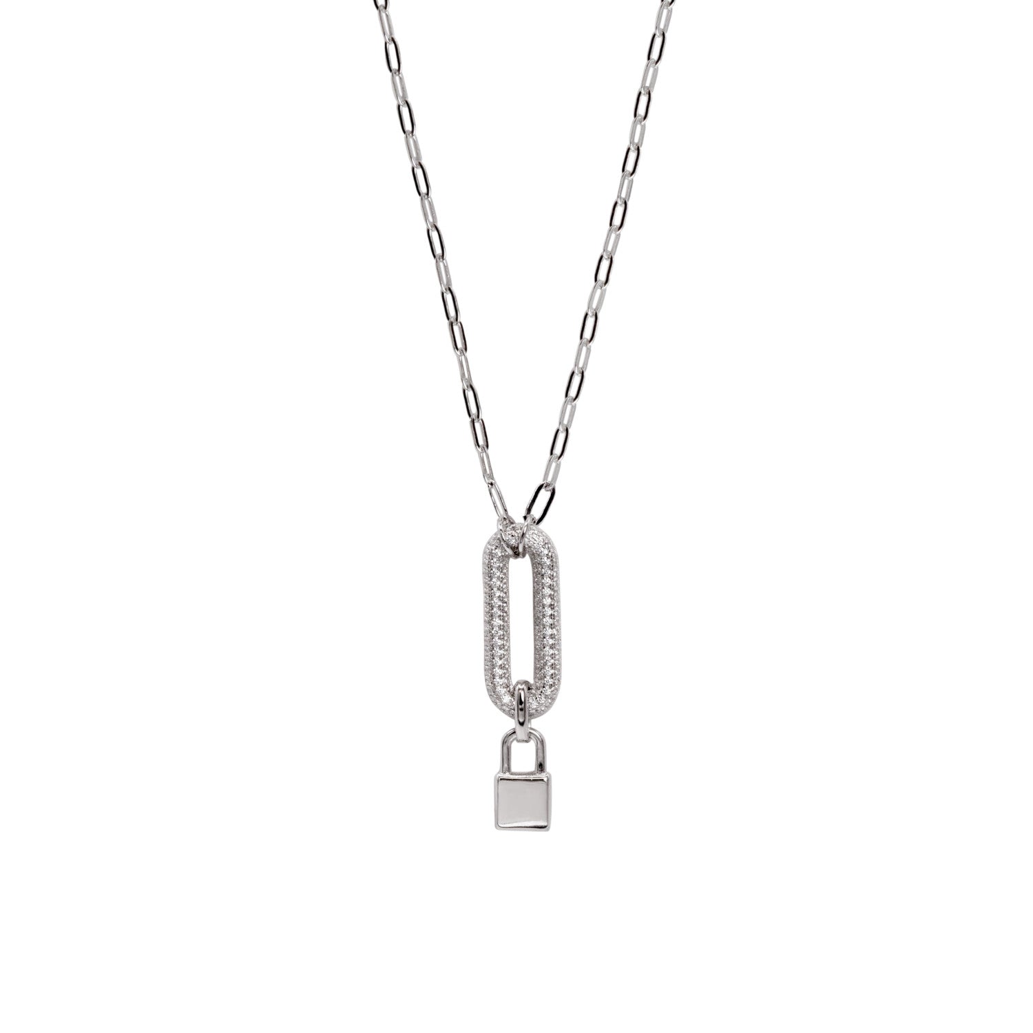 Collar de plata con circonitas motivo candado