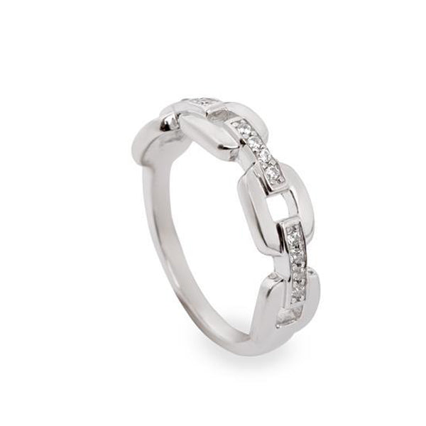 bague de argent avec zircon design lien