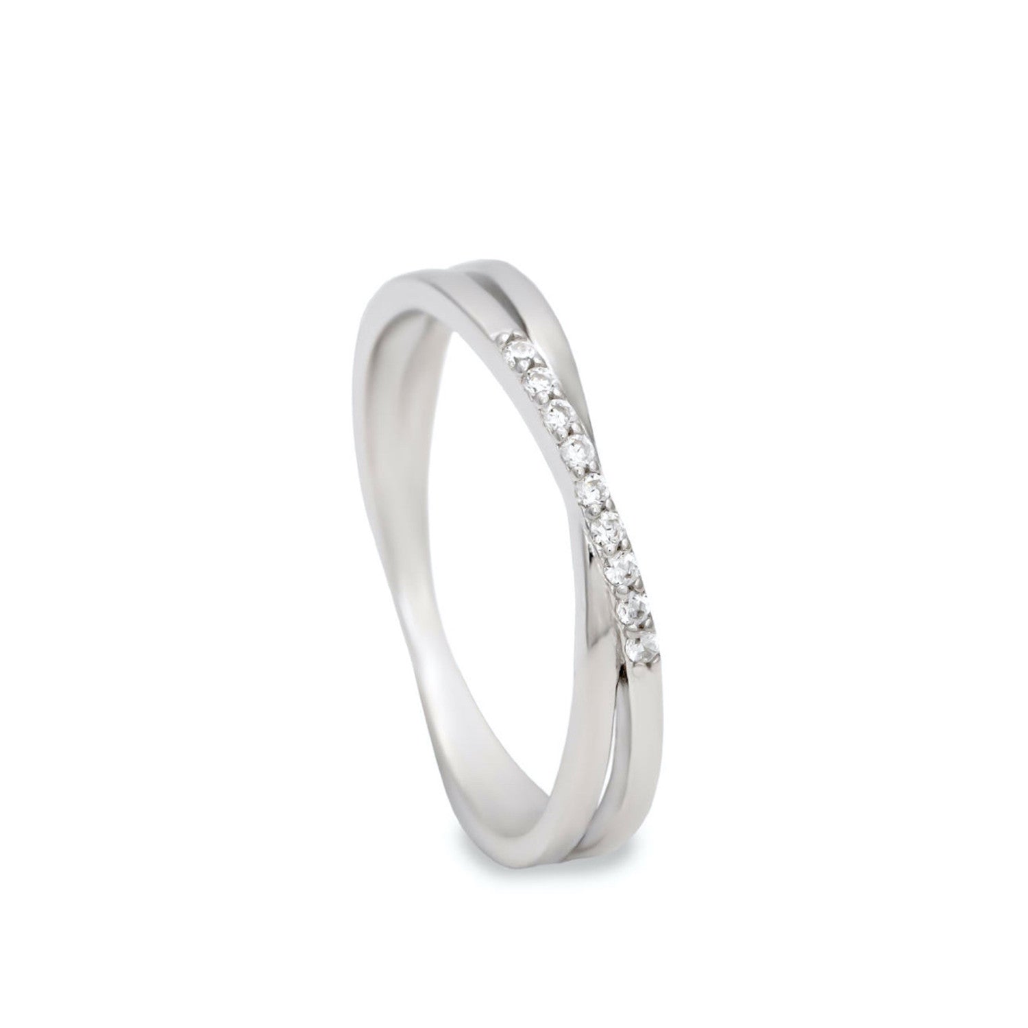 bague fino avec zircons de argent design croisé