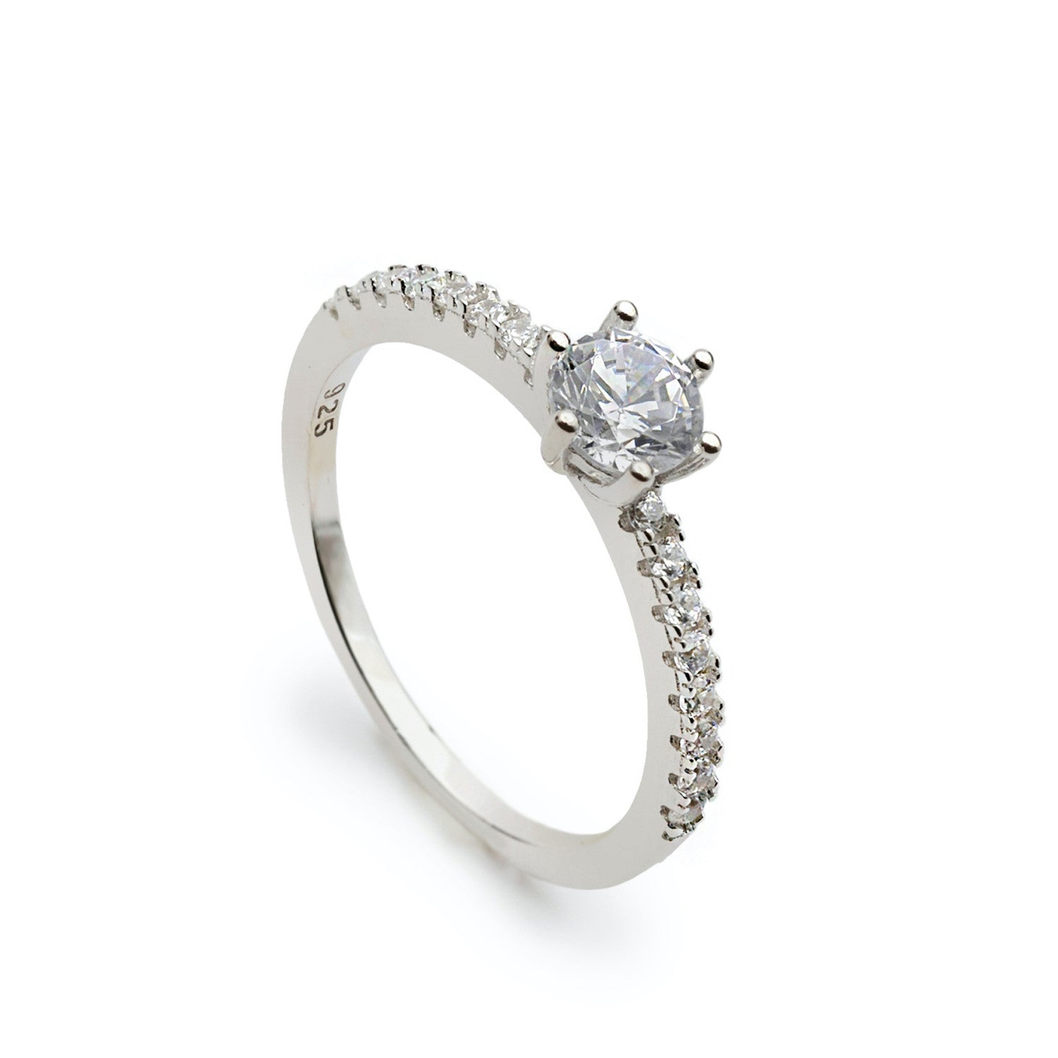 bague solitarie solitaireargent finavec mini zircons.