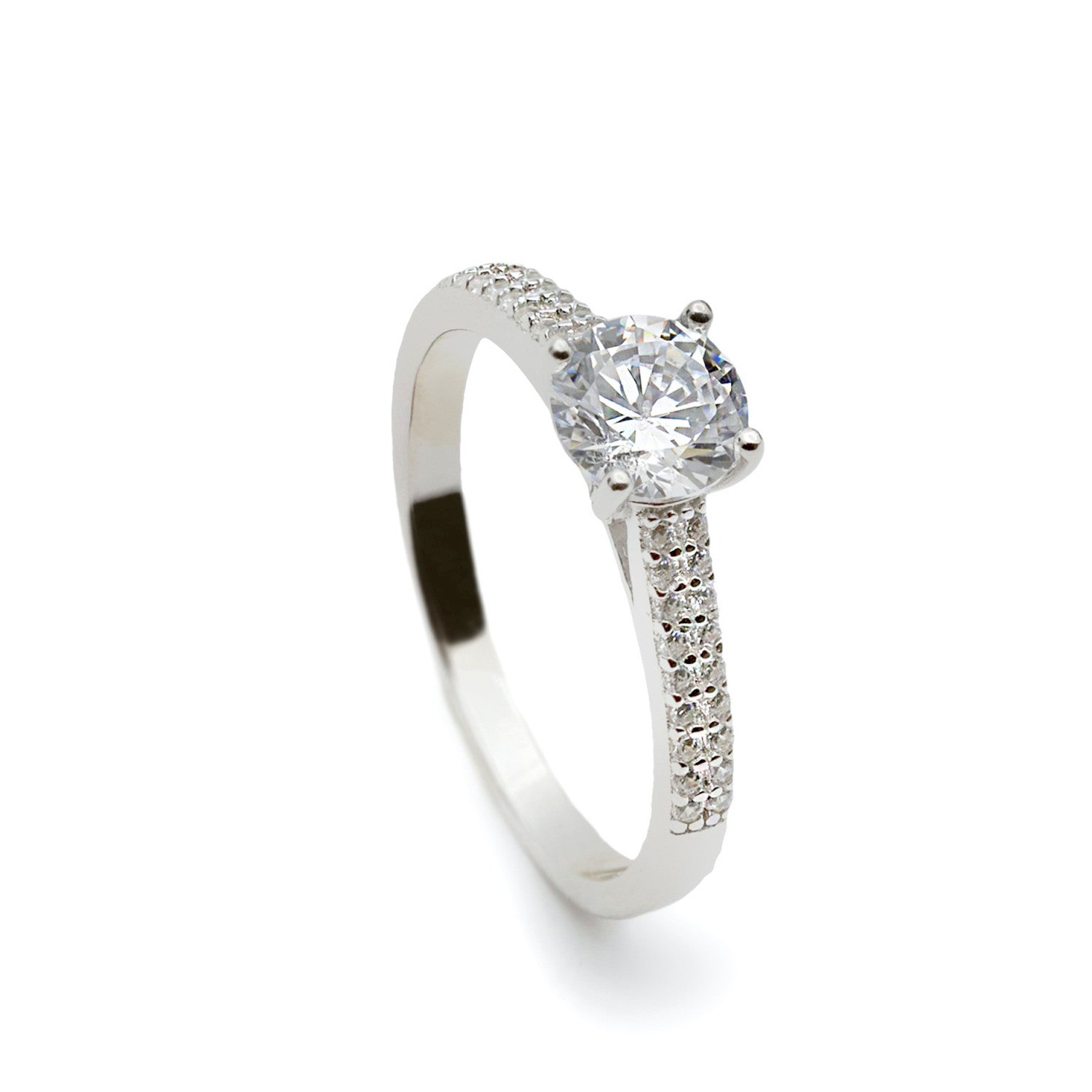 Anillo solitario con doble fila de mini circonitas