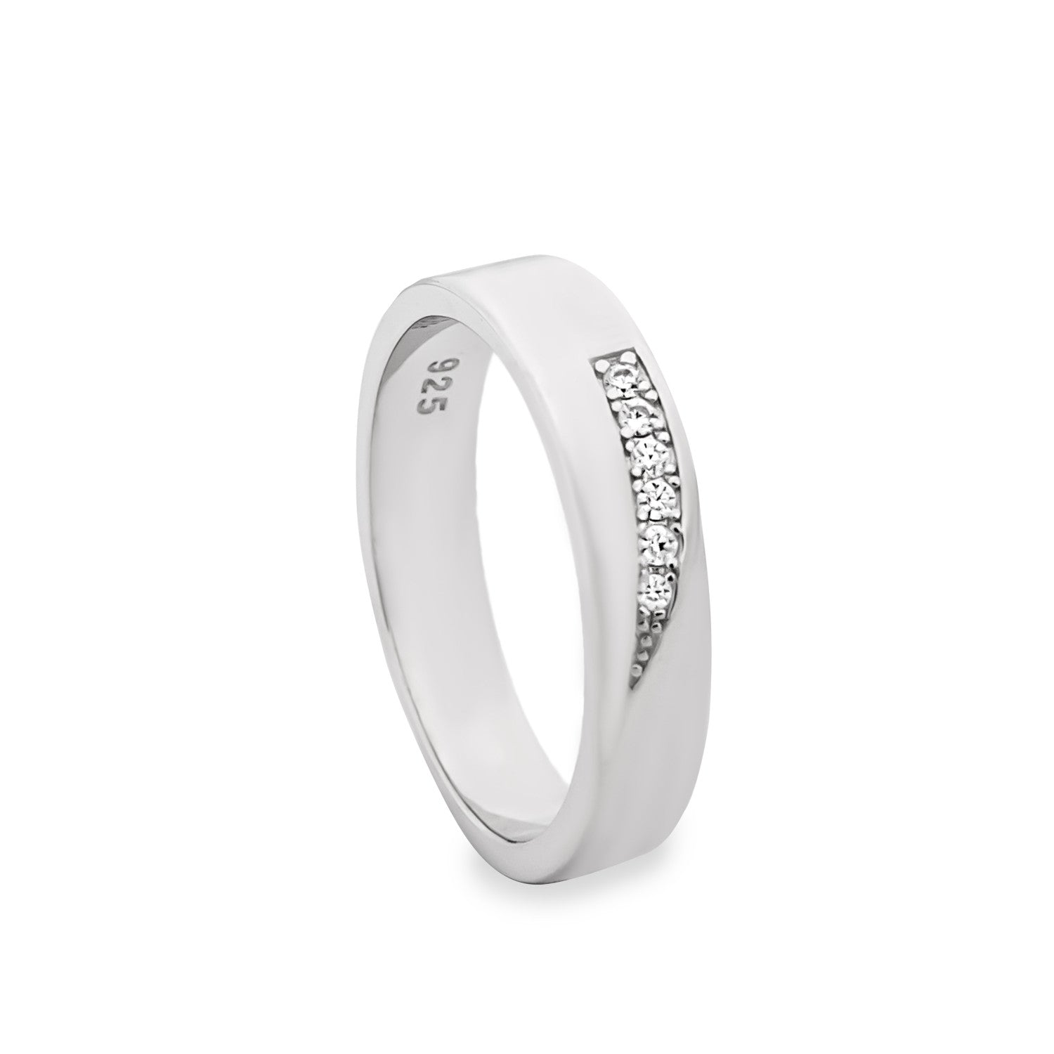 bague avec zircons de argent design intemporel