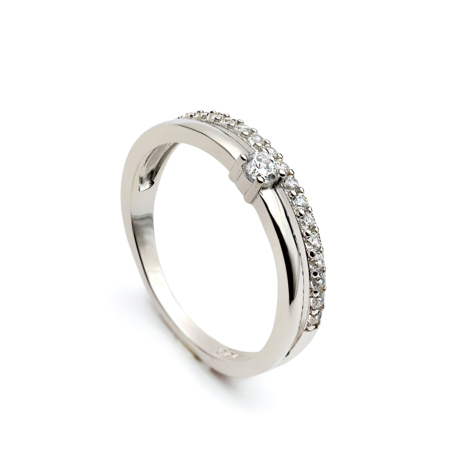 bague fine avec zircon double avec zircon central