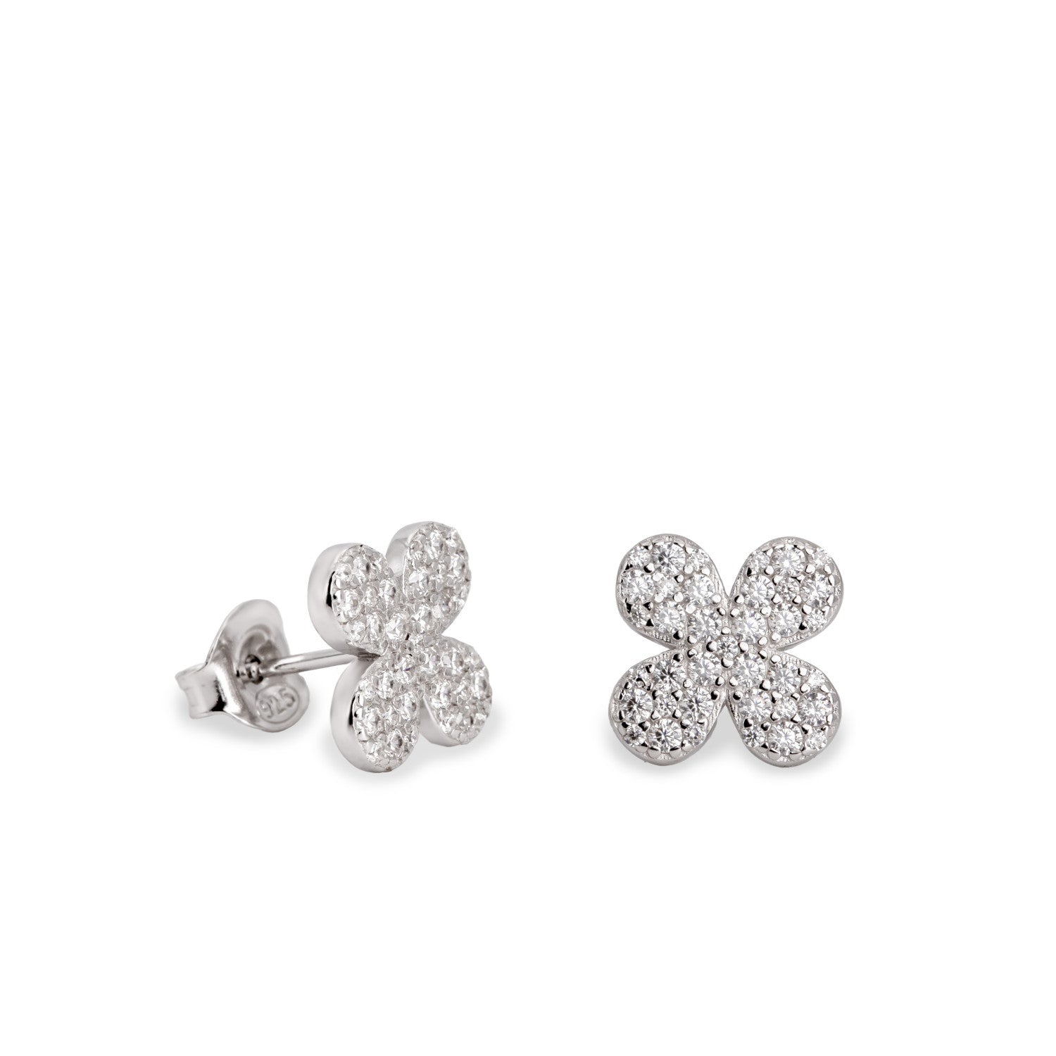 petits boucles d'oreillesargent de forme de trèfle avec zircon