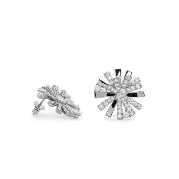 Boucles d'oreilles argent inspiration fleur avec zircons