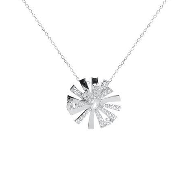 collier de argent inspiration flor avec zircons