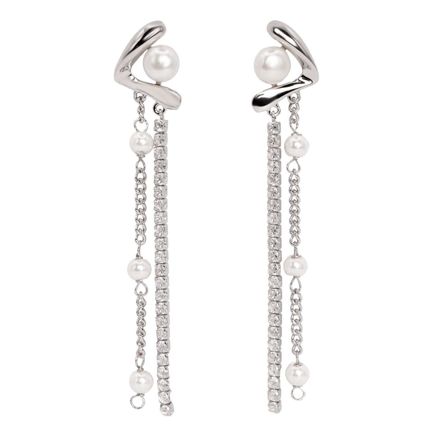 Boucles d'oreilles avec perles et zircons longs