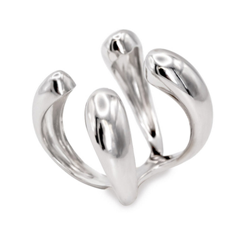 Anillos de diseño estilo líquido con cuatro garras