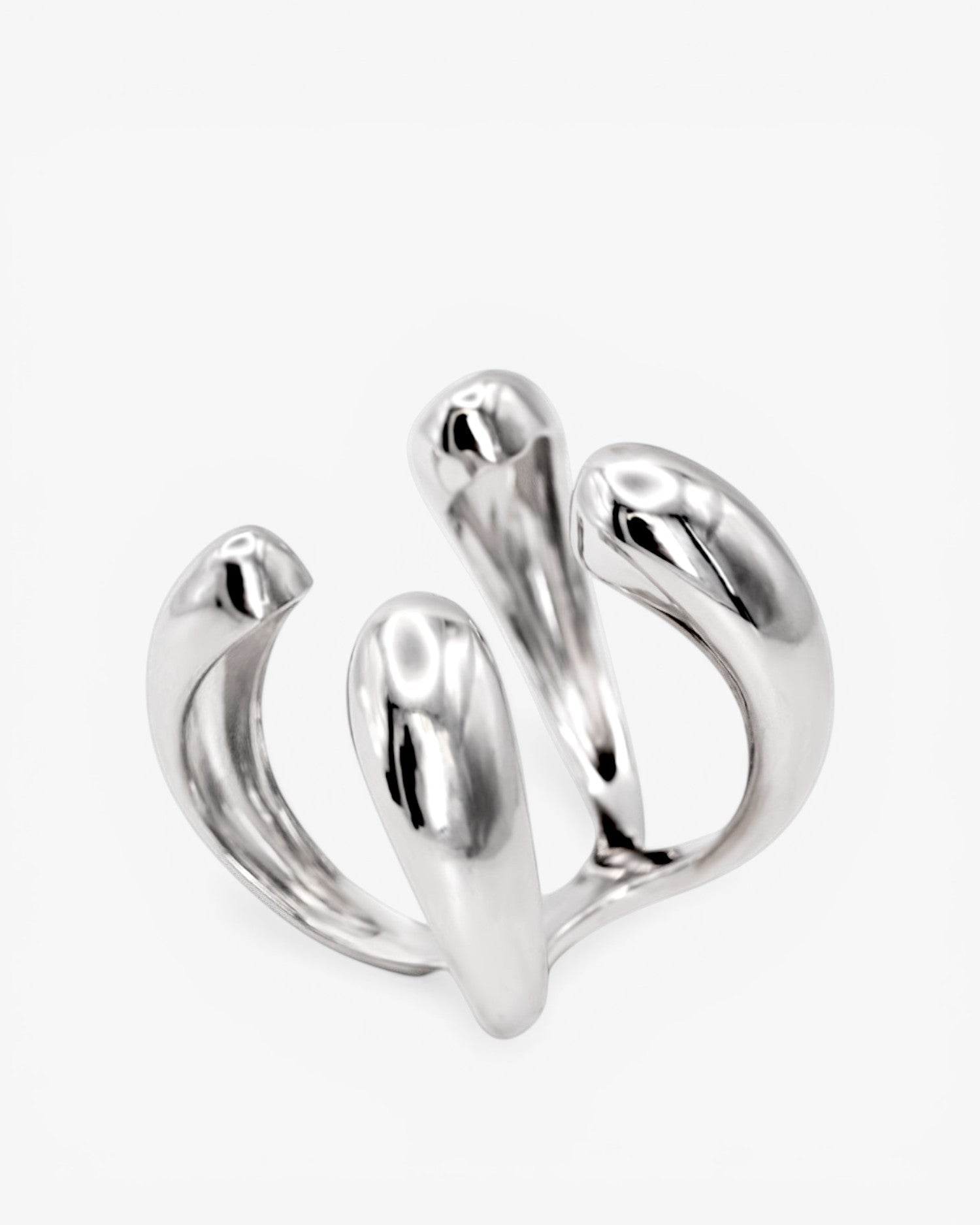 Anillos de diseño estilo líquido con cuatro garras