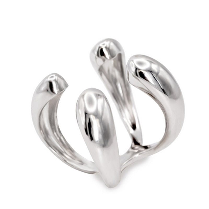 Anillos de diseño estilo líquido con cuatro garras