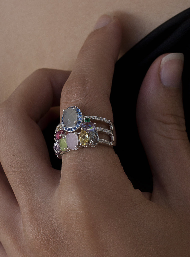 Anillos con piedras diseño en tonos primaverales