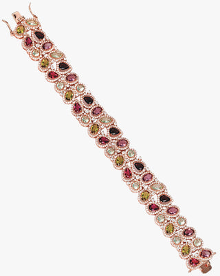 Pulseras con piedras multicolor de plata bañada en oro rosa