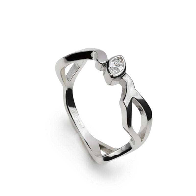 bague de argent type bague de argent type nudo avec zircon central