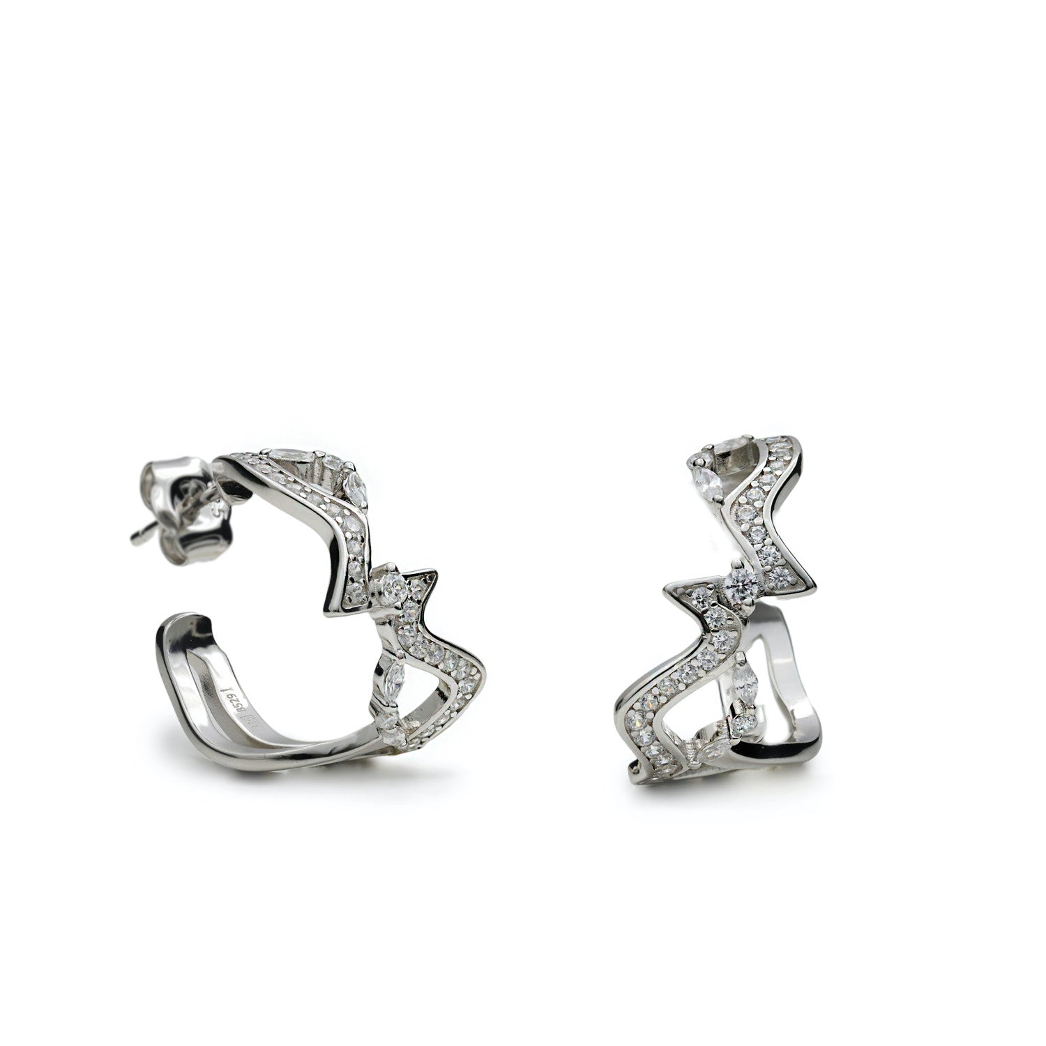 Boucles d'oreilles en créole zag avec zircon