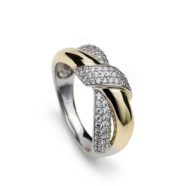 bicolore bague bicolore linked avec knot et zircons