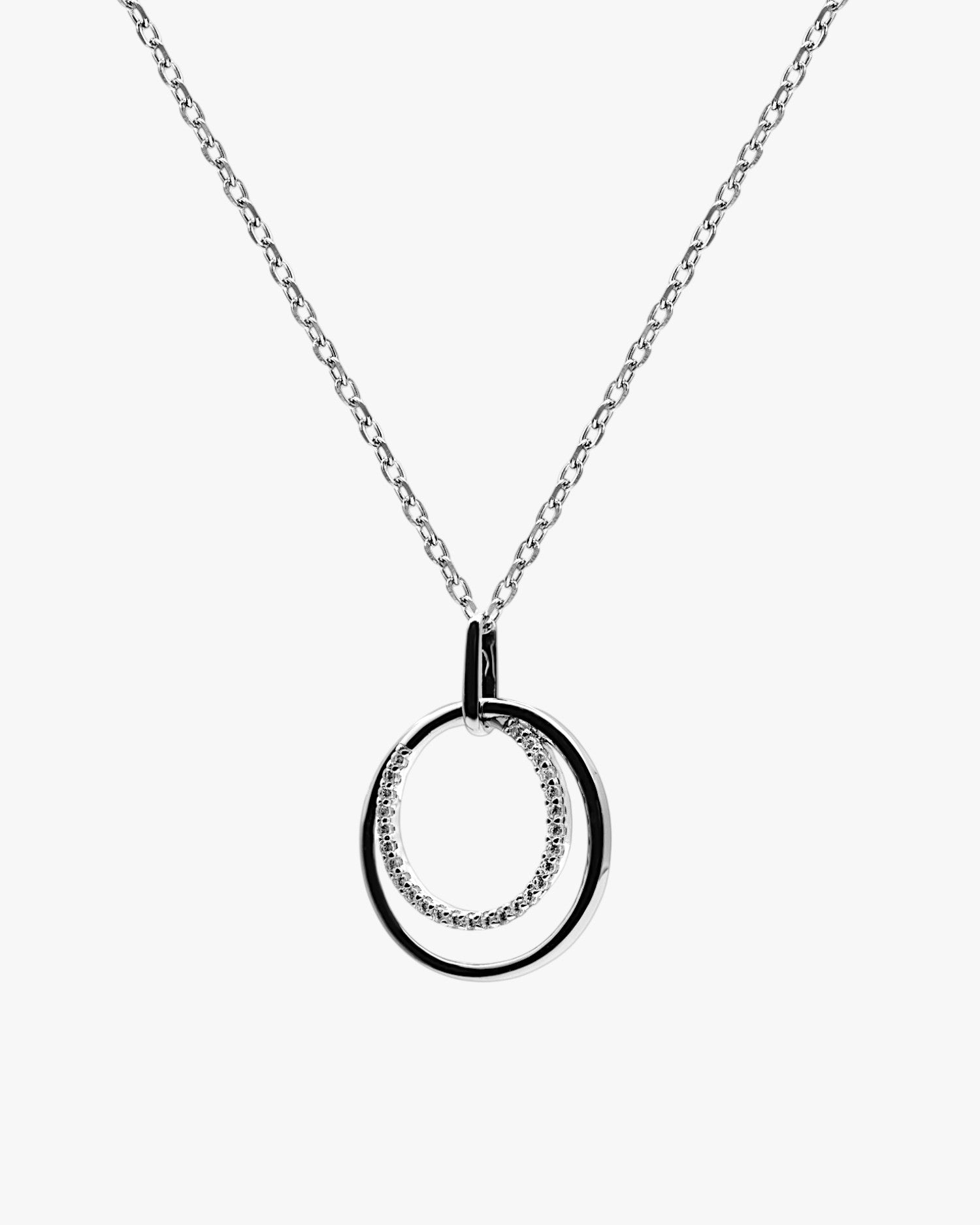 Collar de plata doble circulo movible con circonitas