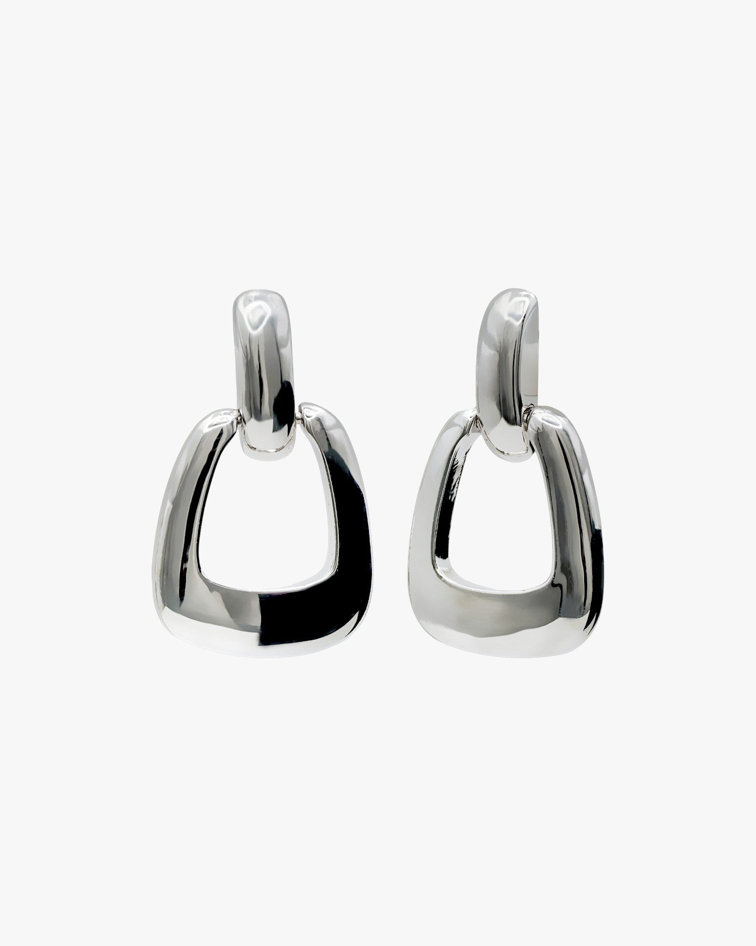 Pendientes geometricos de plata diseño grueso