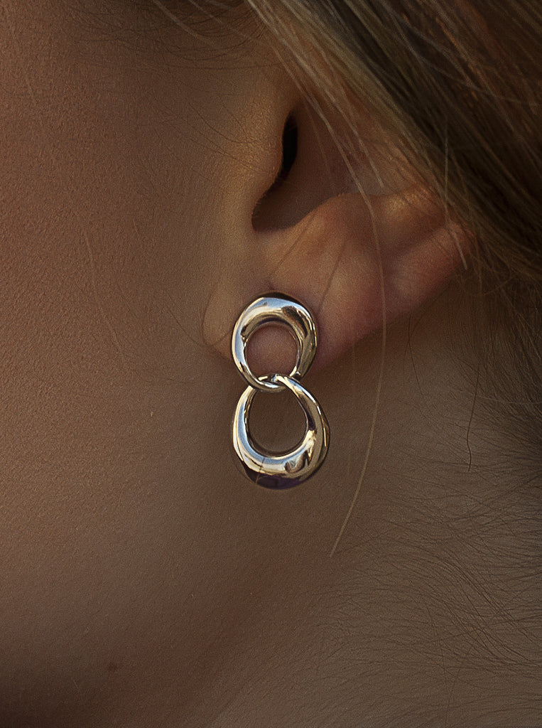 Boucles d'oreilles originaux de argent de ligne double