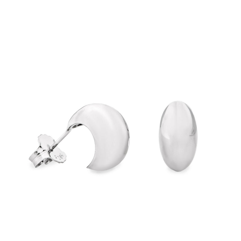 Pendientes de plata en forma media luna