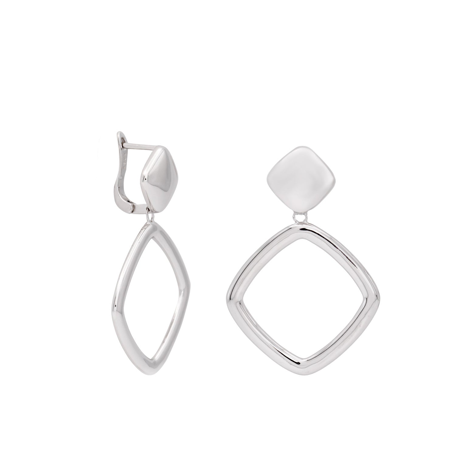Pendientes de plata colgantes de rombo