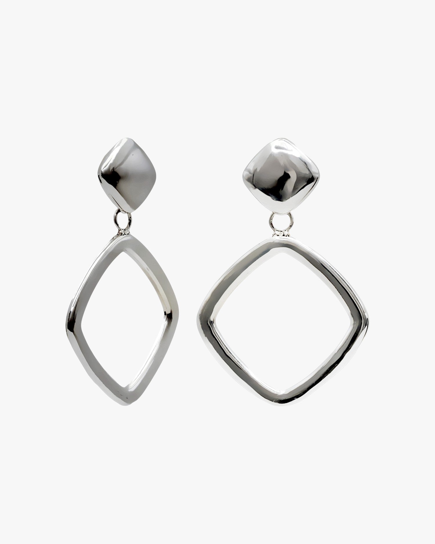 Pendientes de plata colgantes de rombo