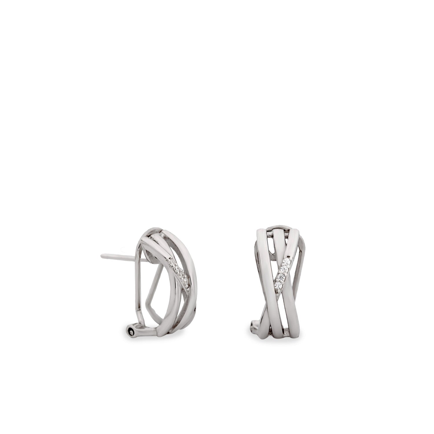 Boucles d'oreilles fermeture omega de argent avec mini zircons