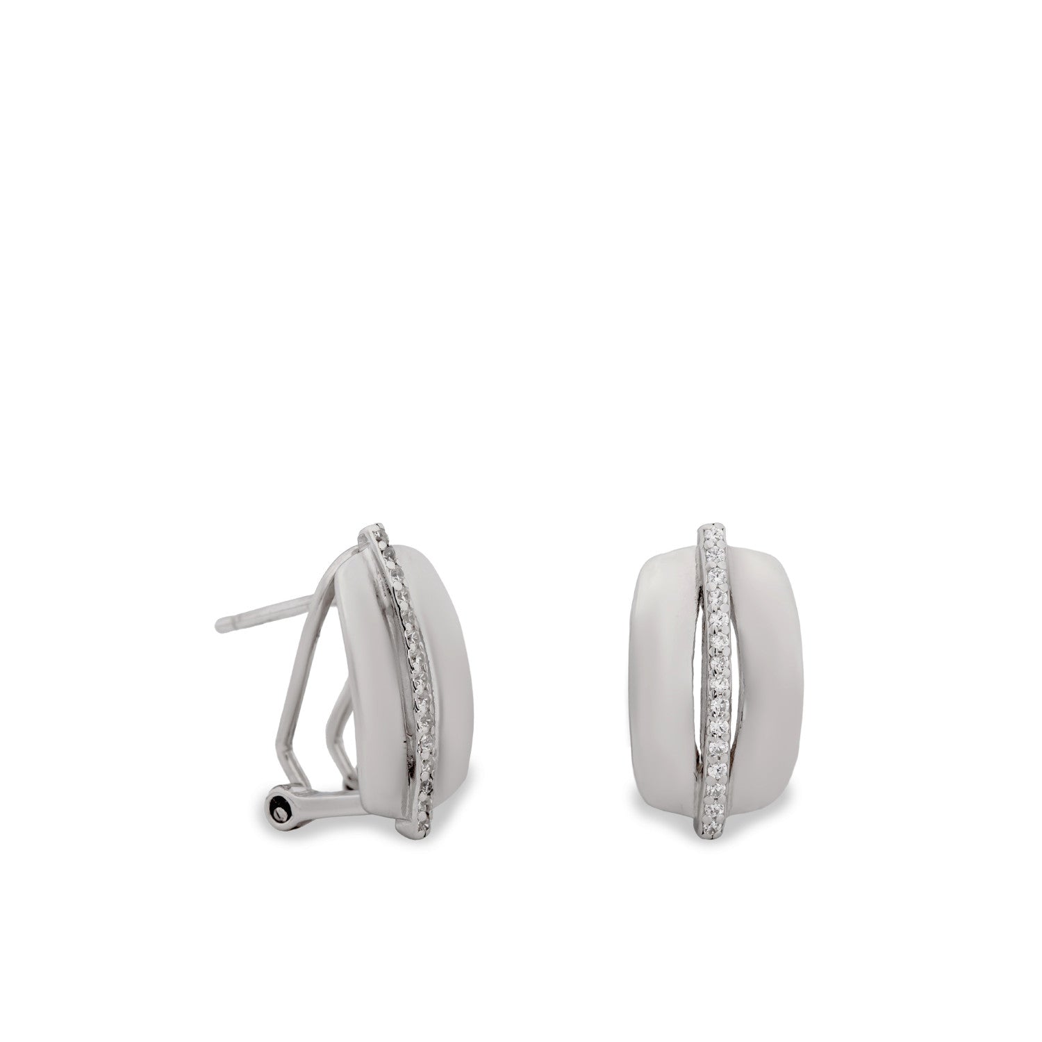 Boucles d'oreilles fermeture omage de argent avec strip de zircons