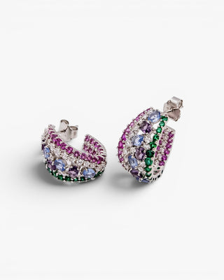 Pendientes de piedras de colores aro tonos morados