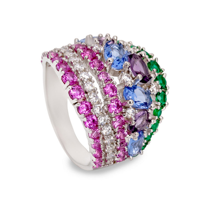 Anillos con piedras cuatro carriles en tonos morados